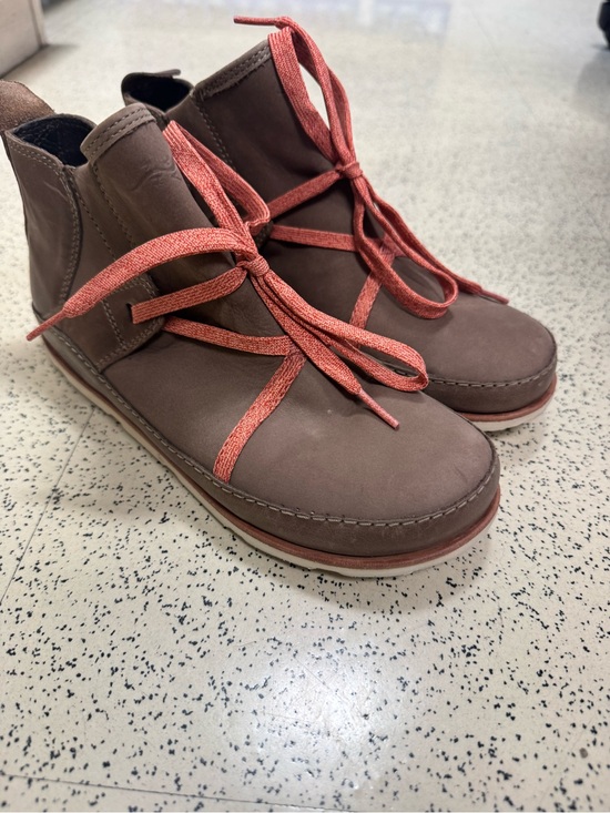 Chaco Shoes - Chaco Brown Ankle Lace-Up Boots with Coral Laces